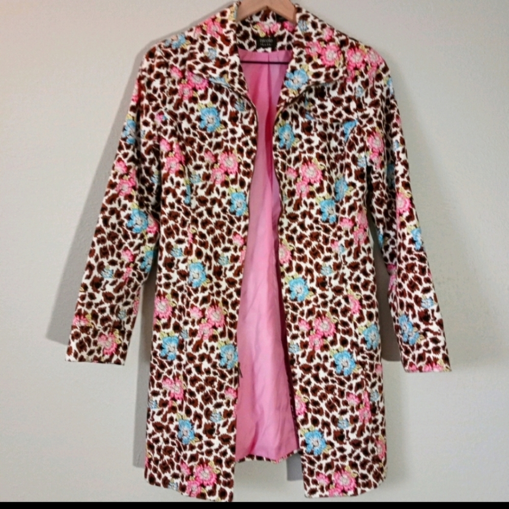 Leopard Print/Floral Trench Coat